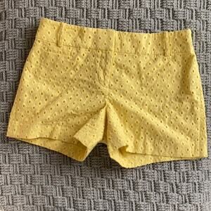 LOFT Yellow Eyelet Cotton Shorts